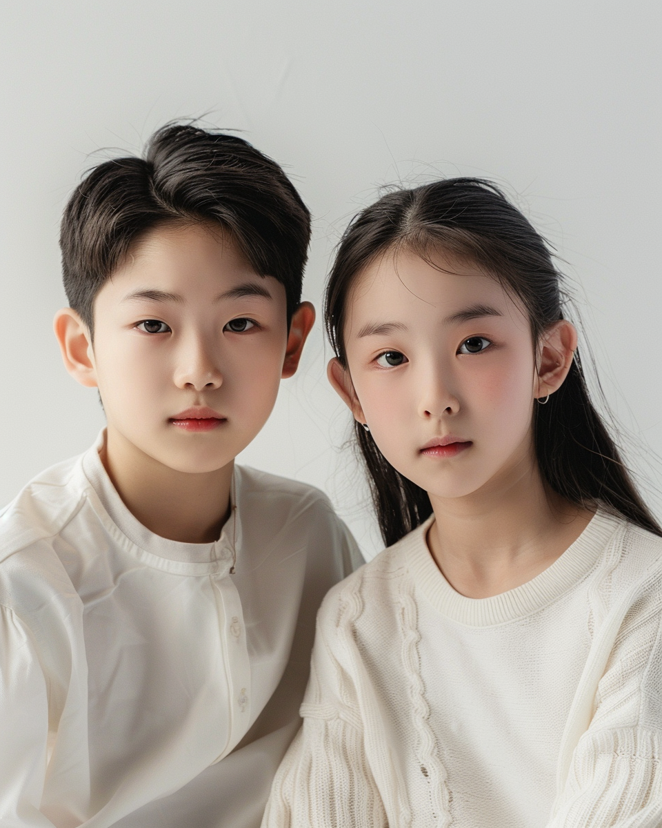 Close-up of Korean middle school students immersed in English