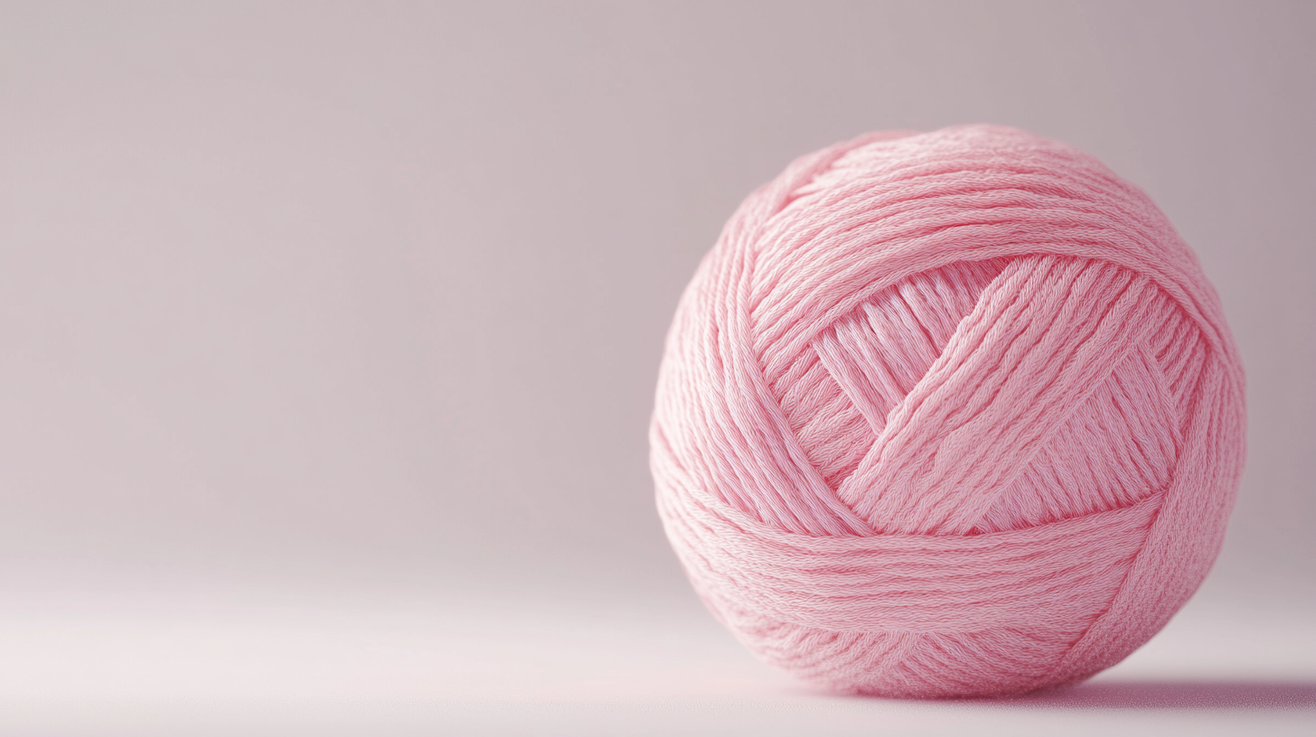 Close up of detailed pink wool ball.