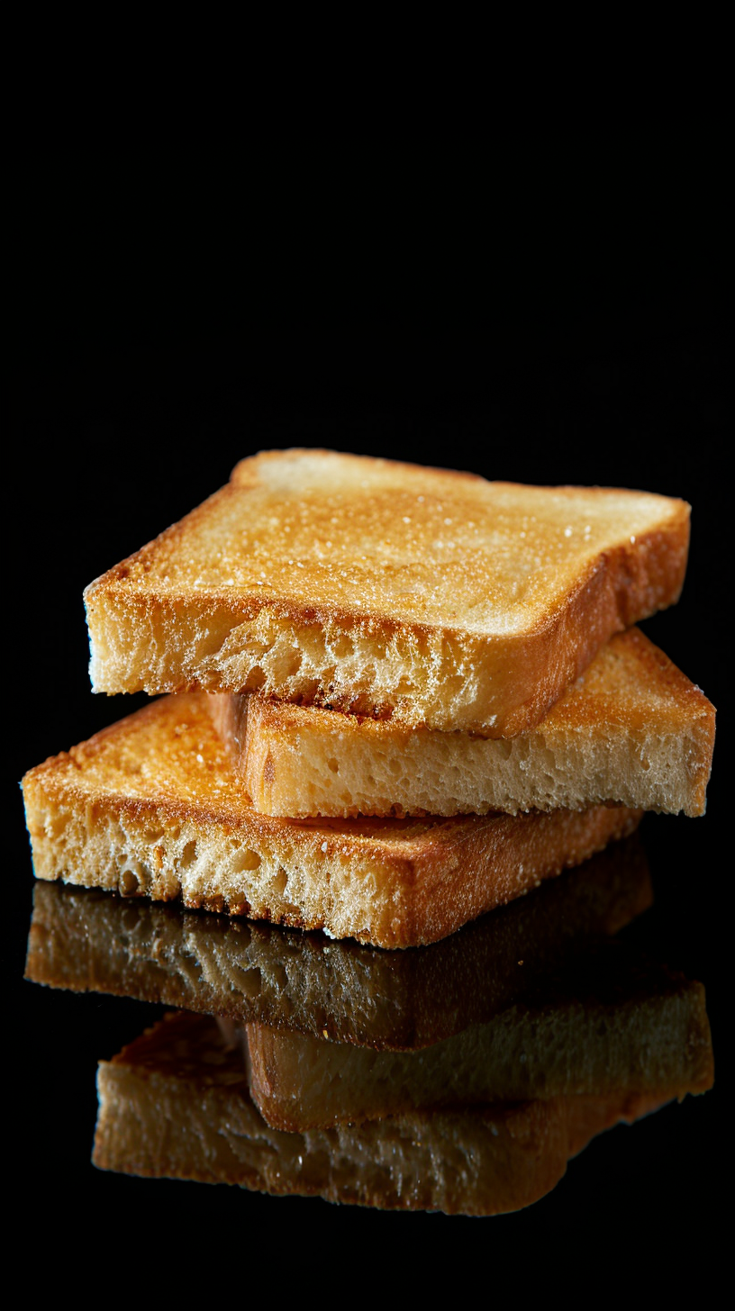 Close-up of freshly baked sourbread slices on black background