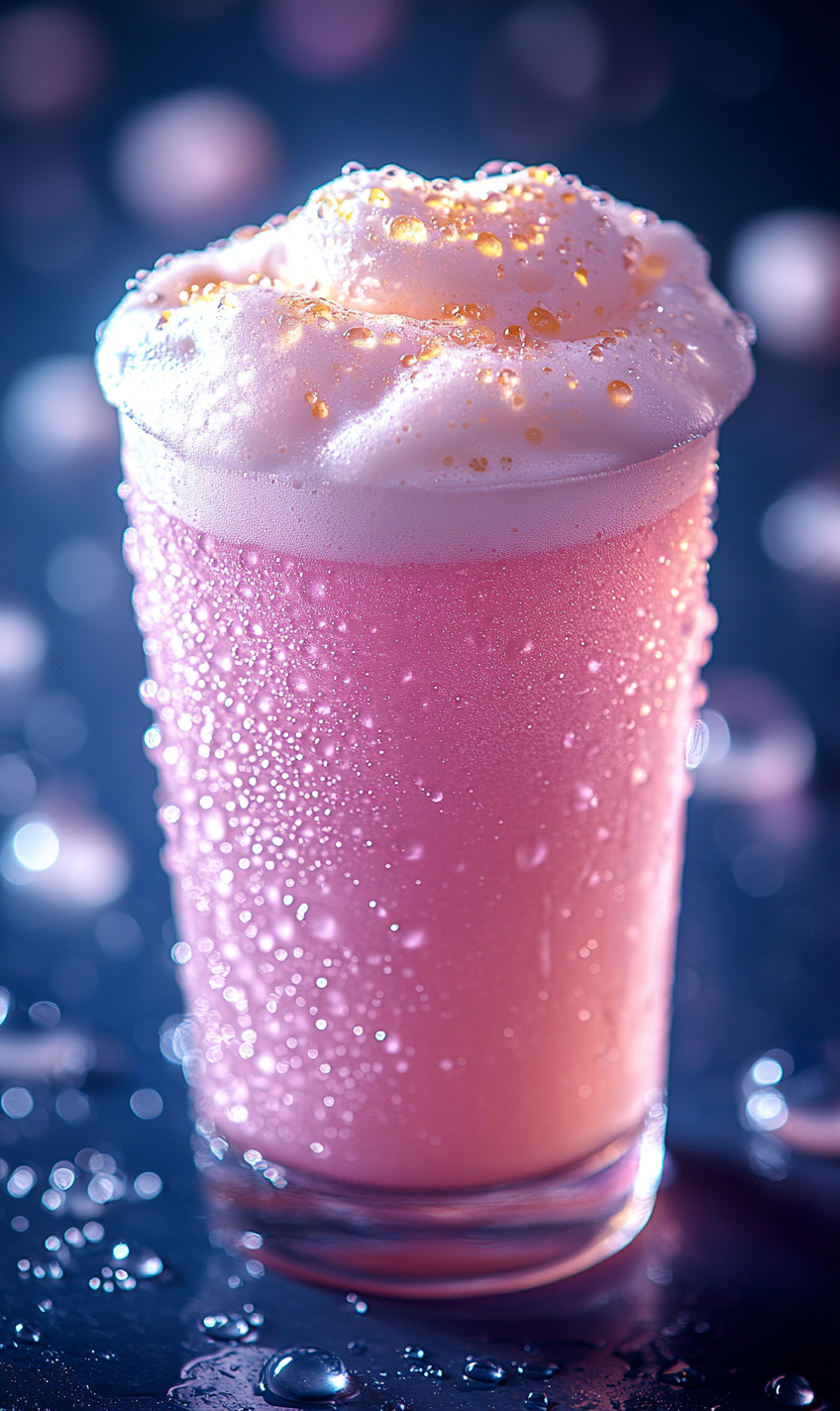 Close-up of thick white foam on beer glass.