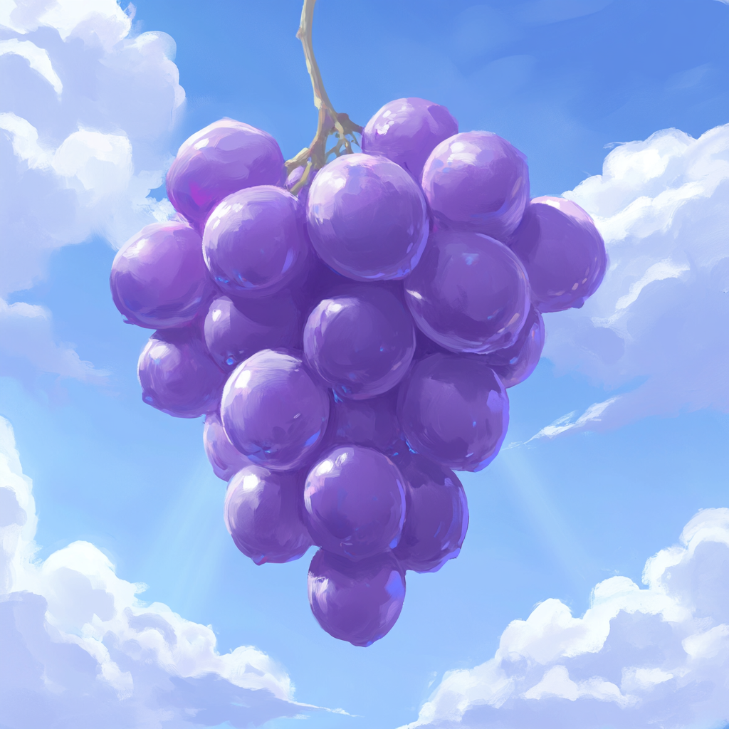 Cluster of grape-shaped cloud in bright blue sky.