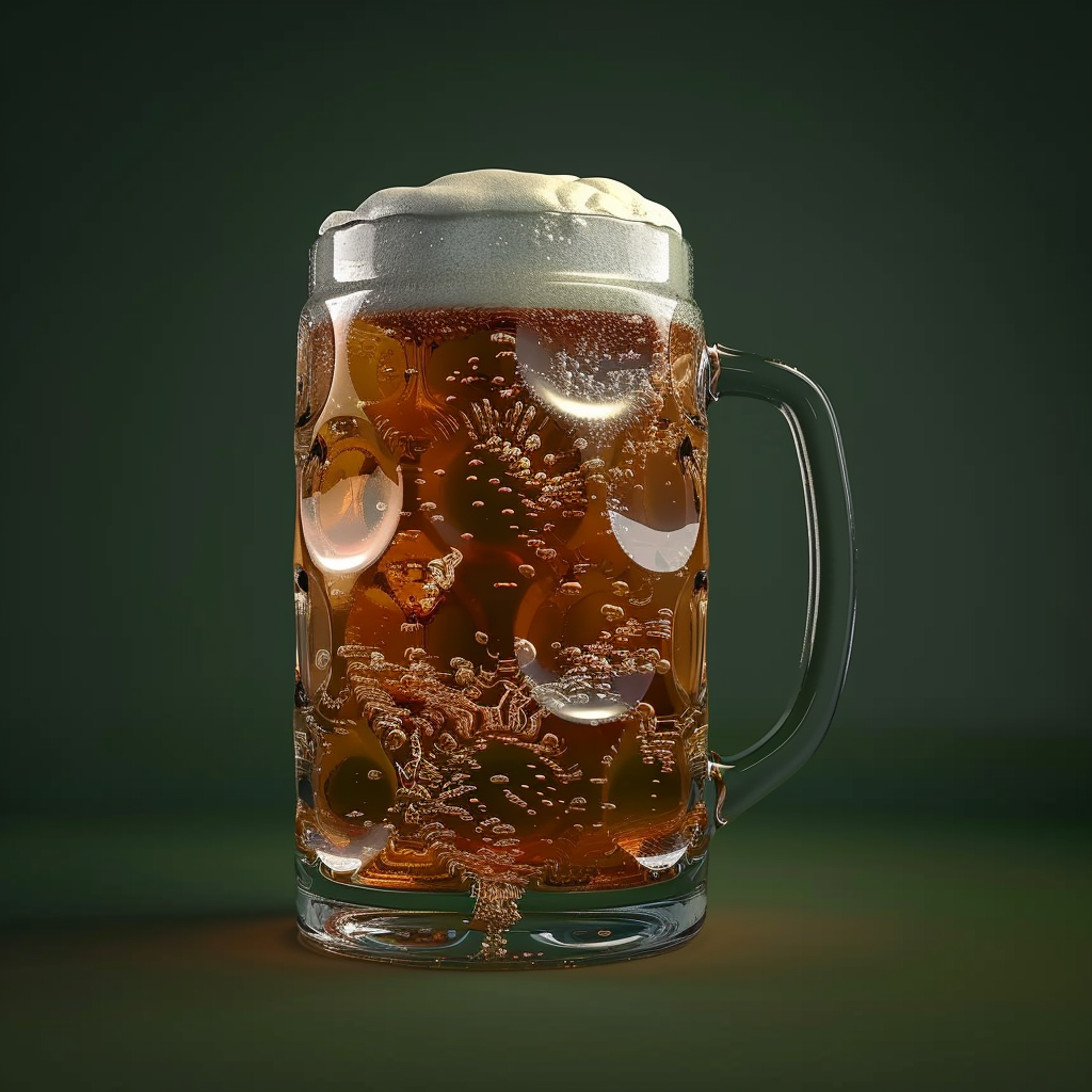 Cold Oktoberfest beer mug angle from below