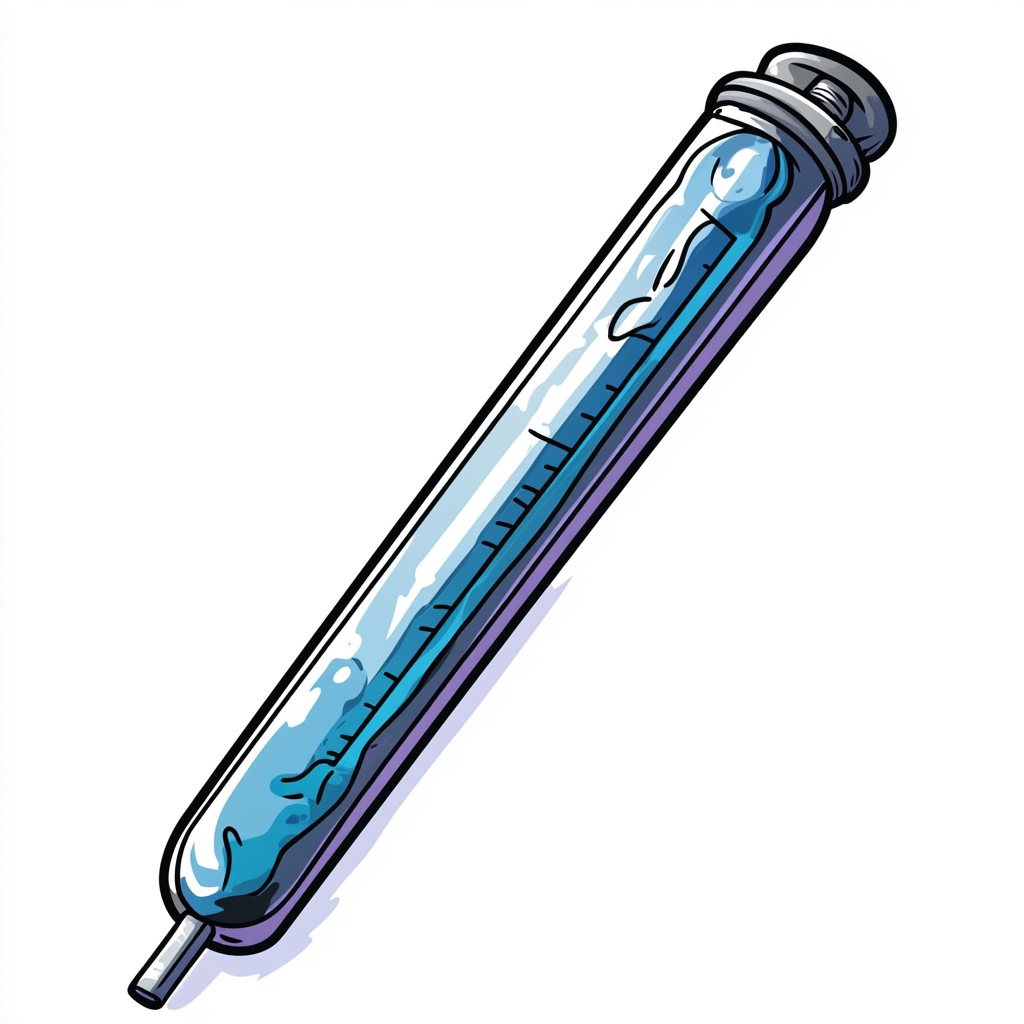 Cold blue thermometer with black outline, high resolution vector.