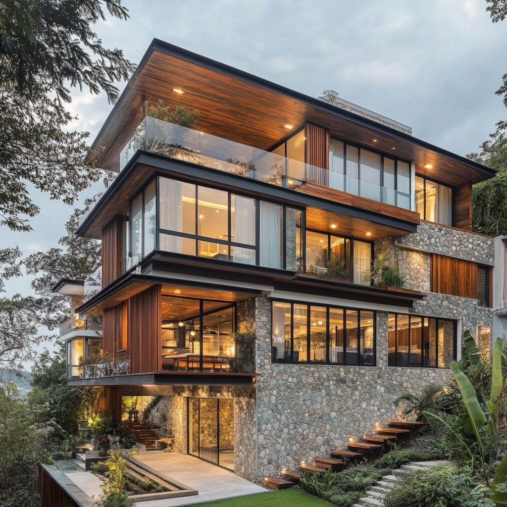 Colonial Modern 5-Story House with Inca-Inspired Design