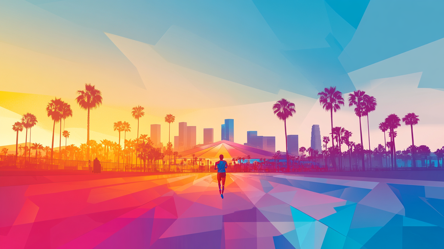 Colorful Abstract Runner in Los Angeles Olympics