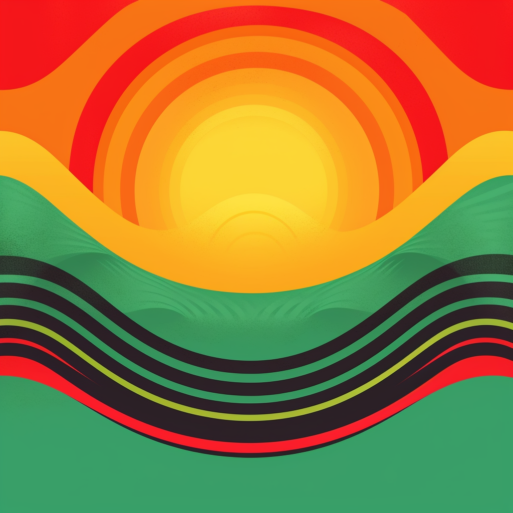 Colorful Afro-Reggae Album Cover with Sun Icon