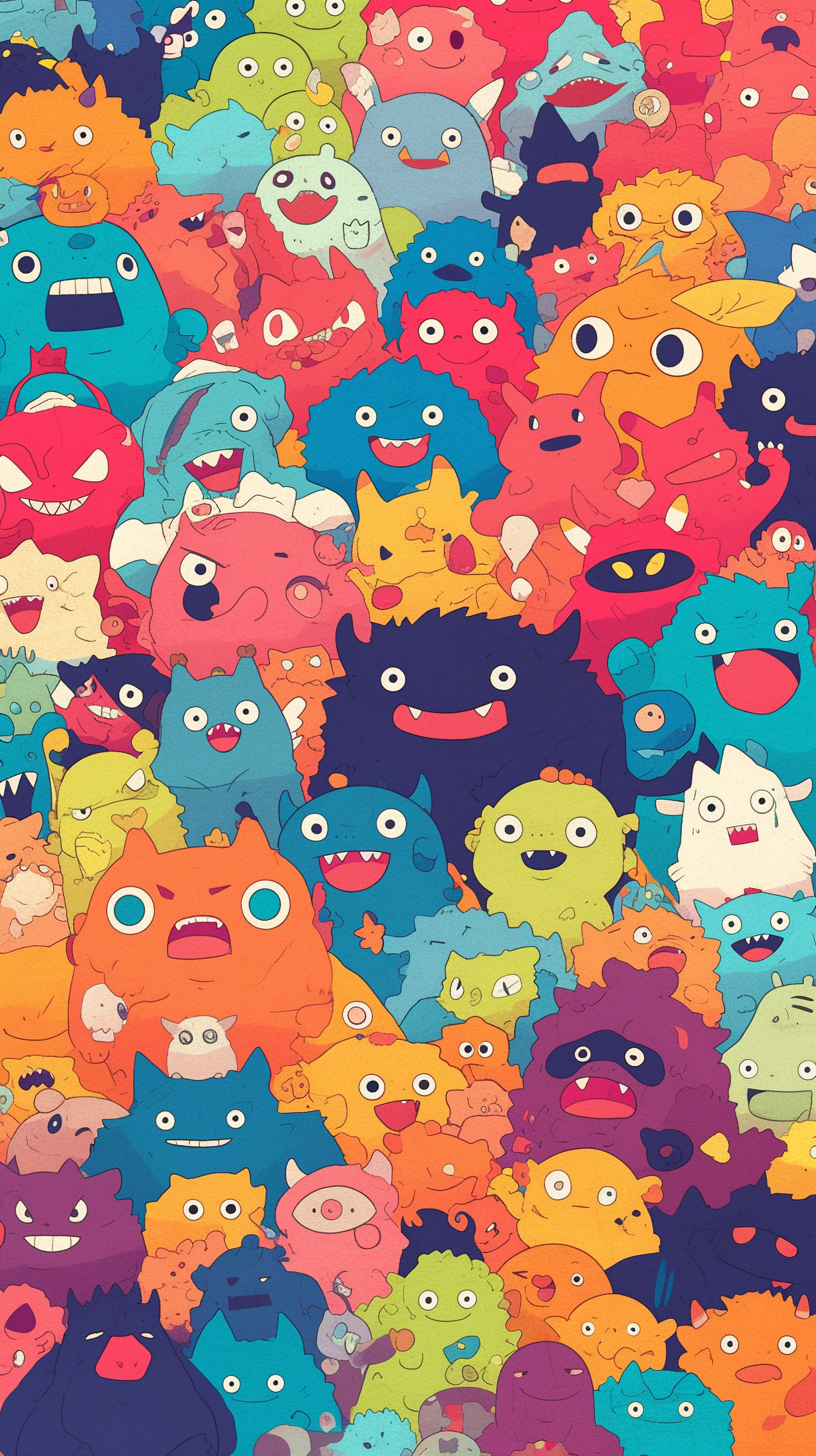 Colorful Cartoon Character Doodle Art Wallpaper