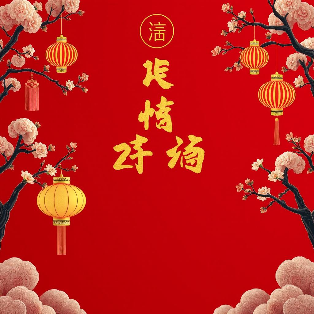 Colorful Chinese New Year celebration background with lanterns.