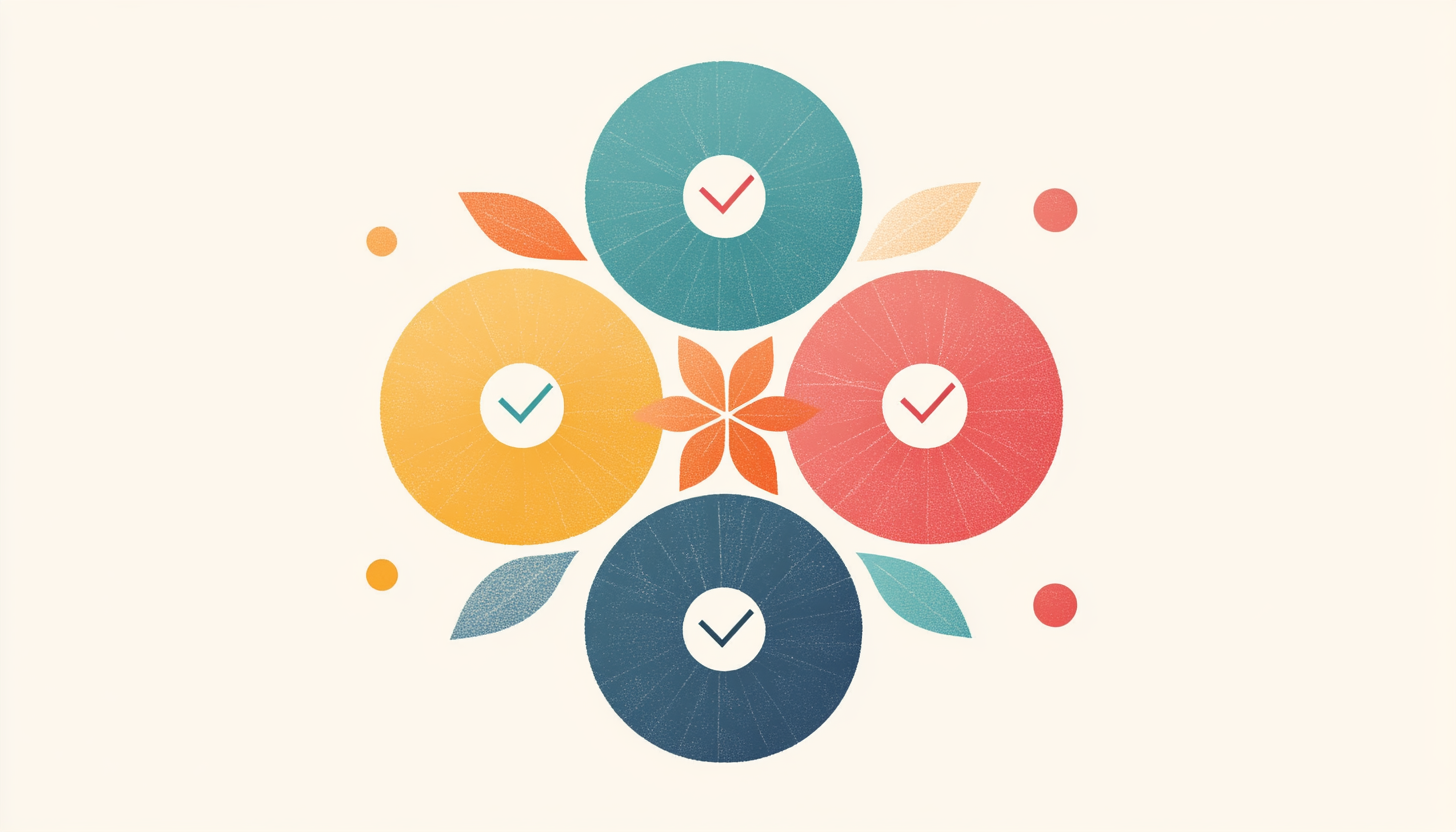 Colorful Circular Infographic with Checkmark Icons Floral Theme