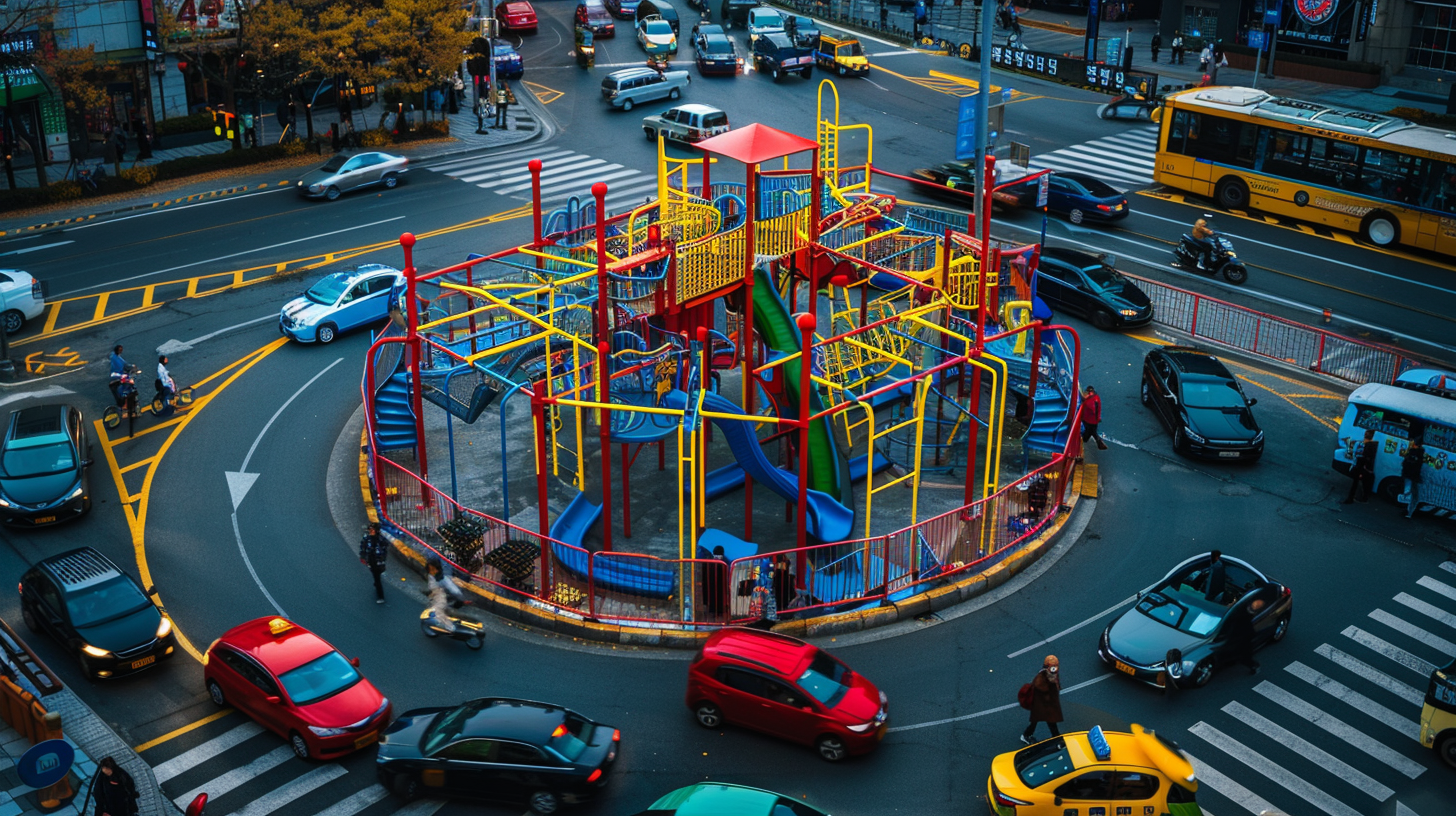 Colorful Jungle Gym Surprises Busy Seoul Street