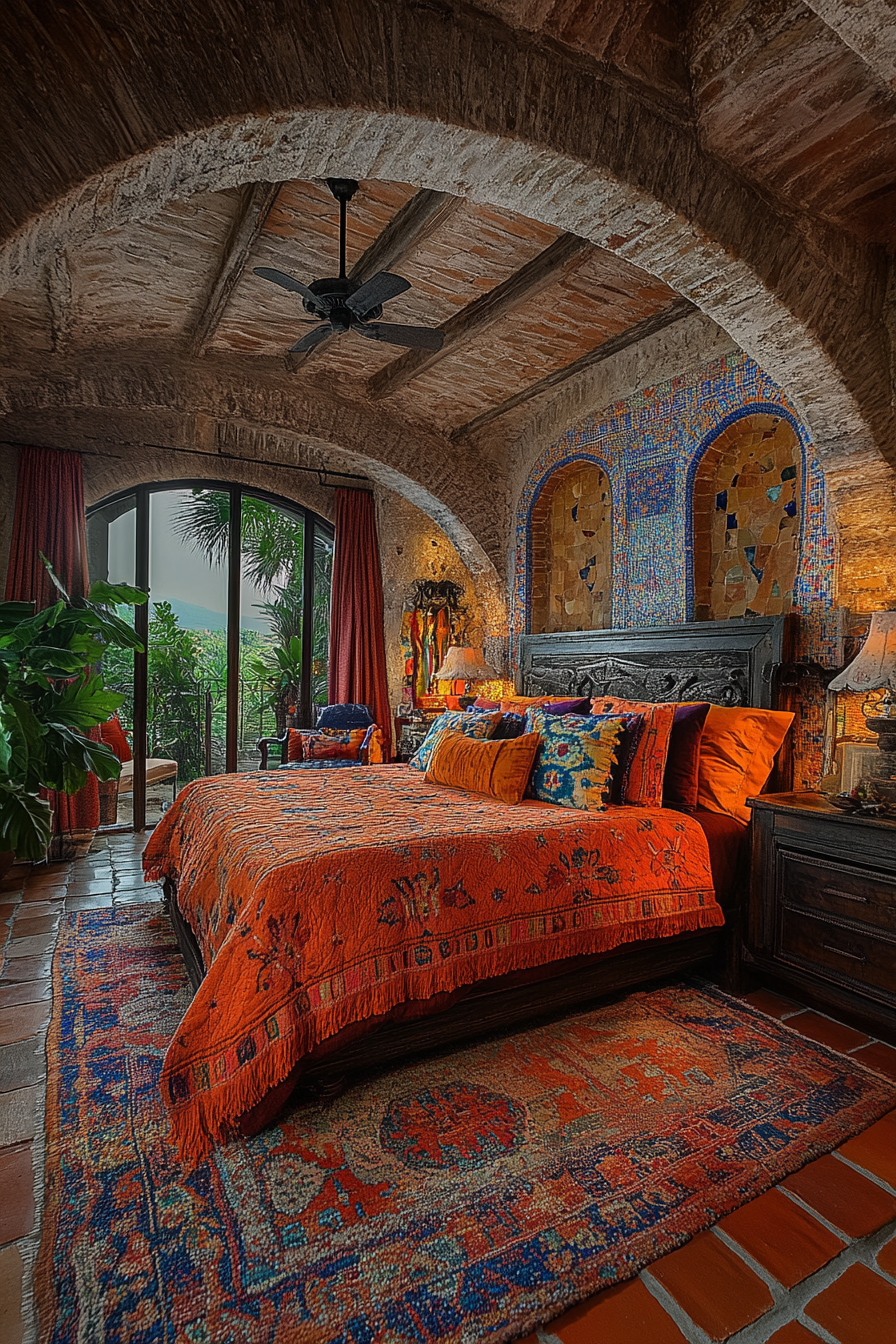 Colorful Mediterranean Mosaic Suite Bedroom Design