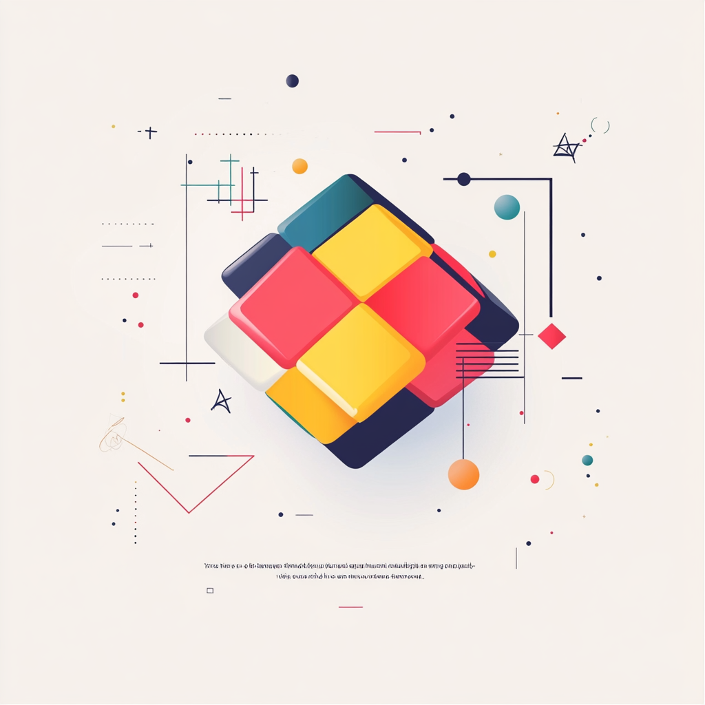 Colorful Rubik's Cube and geometric shapes on math competition flyer