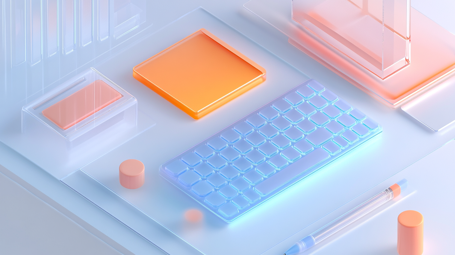 Colorful Tech Workspace with Pen and Keyboard