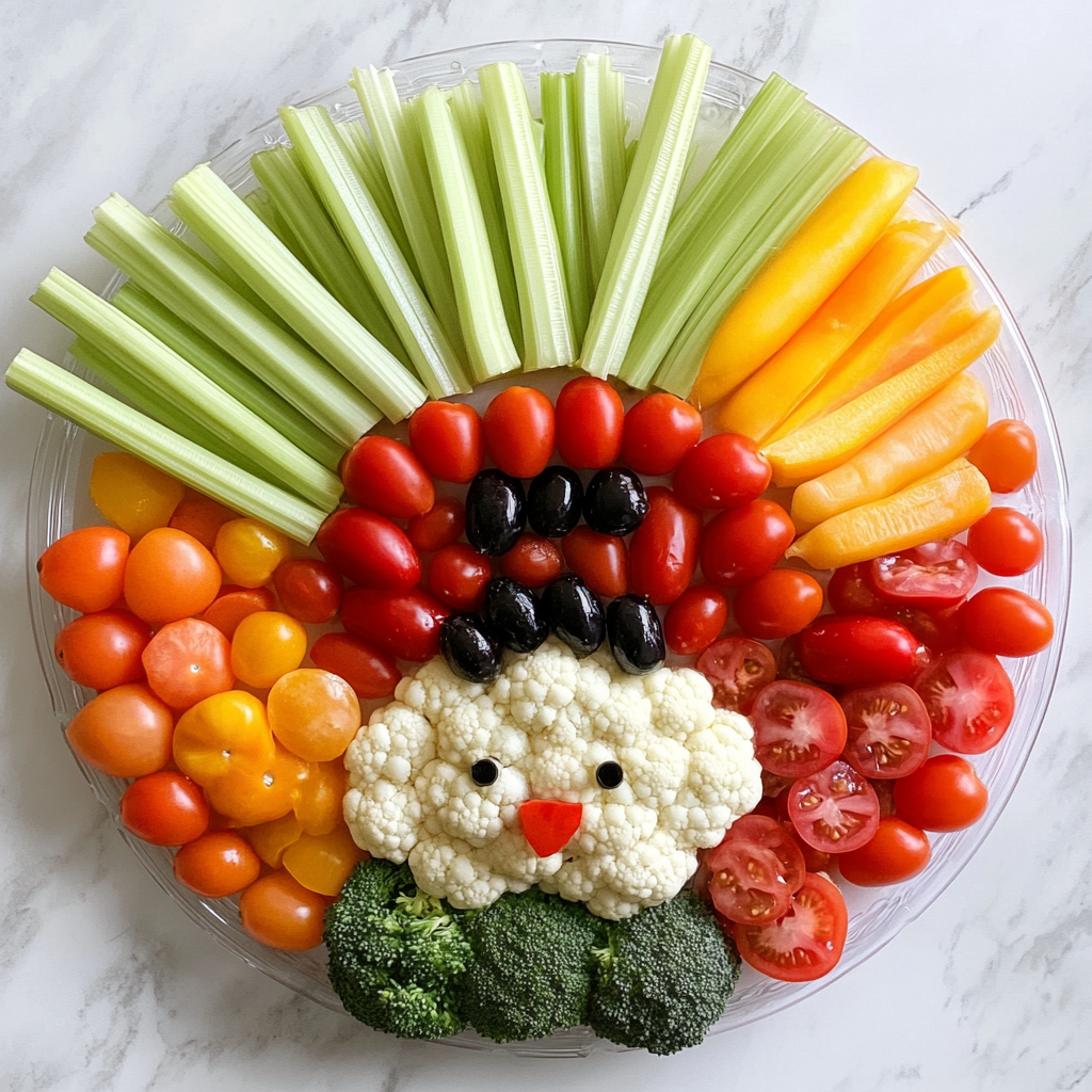 Colorful Vegetable Turkey Platter for Thanksgiving Celebration