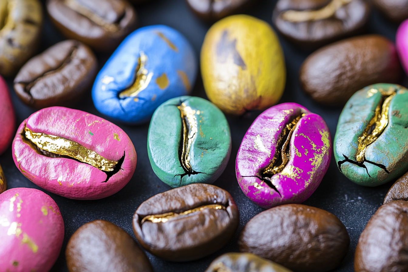 Colorful and Natural Coffee Beans Close-Up Photo