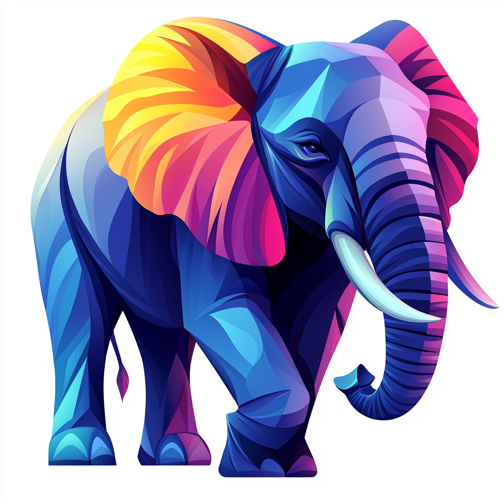 Colorful elephant logo on white background