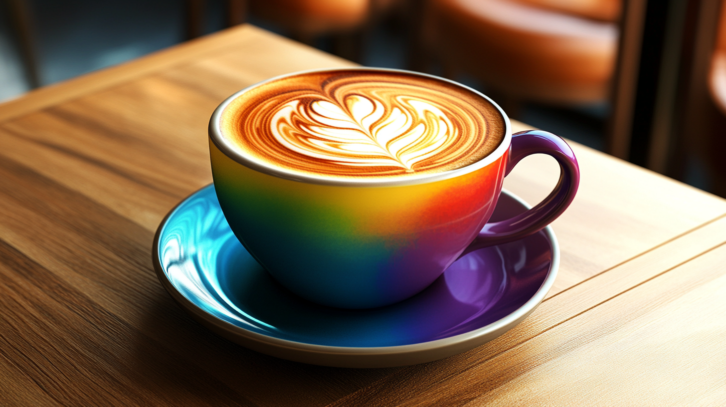 Colorful latte art with art deco style for marketing.