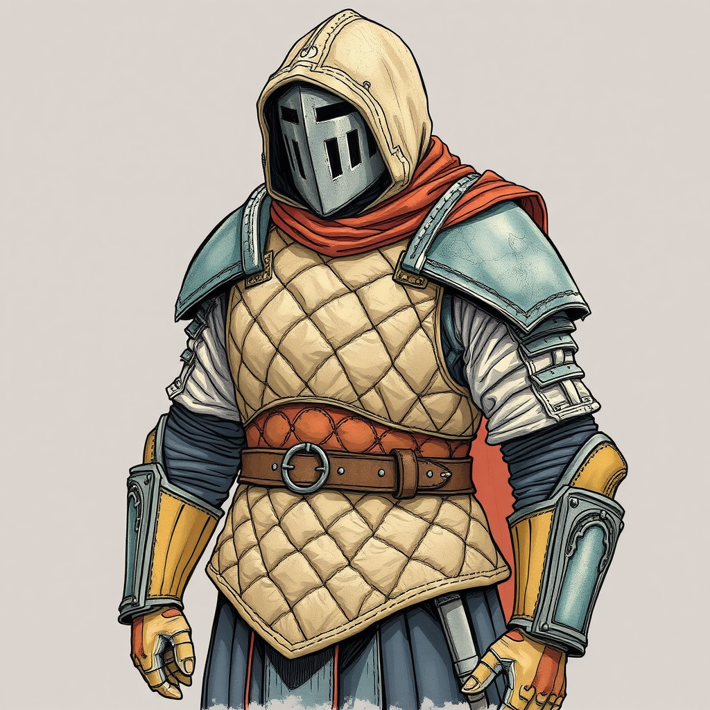 Colorful quilted armor made of cloth layers