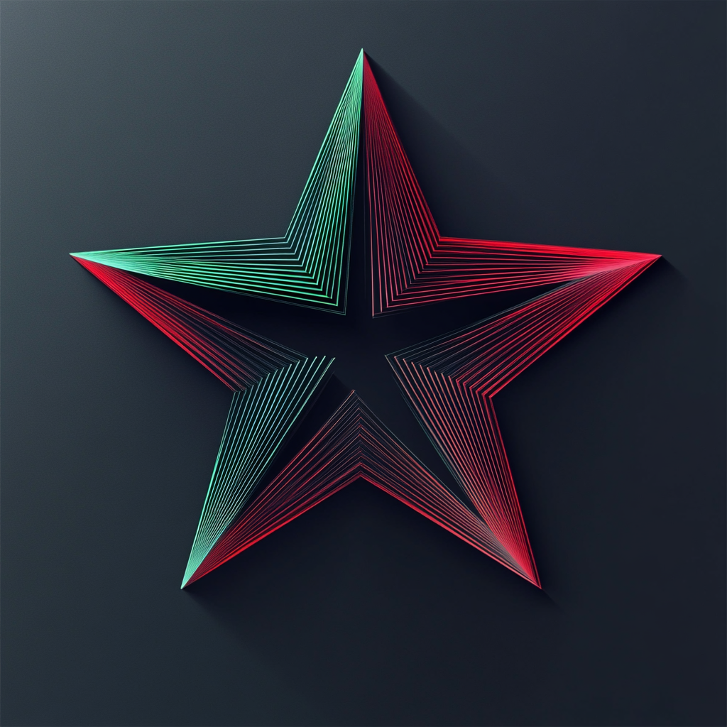 Colorful star made of lines in center