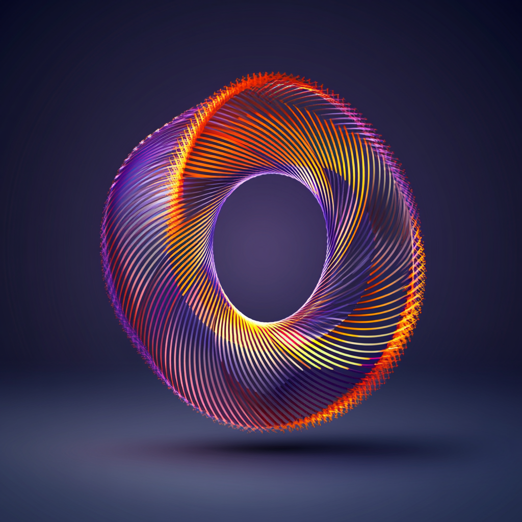 Colorful twirling circle with clear edges on gray