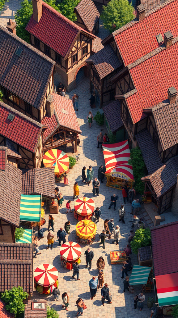 Colorful village carnival with hidden objects game.