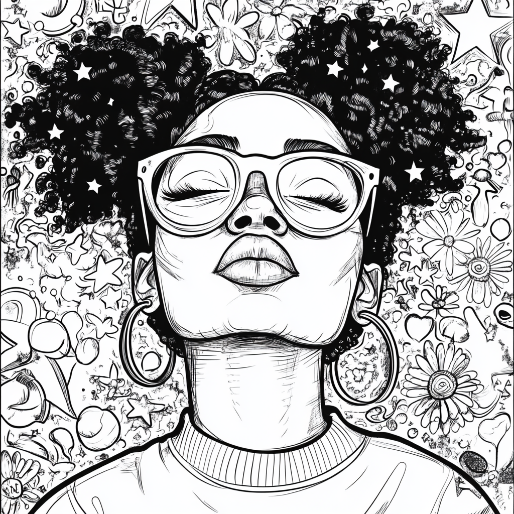 Coloring book with diverse confident African American men and women.