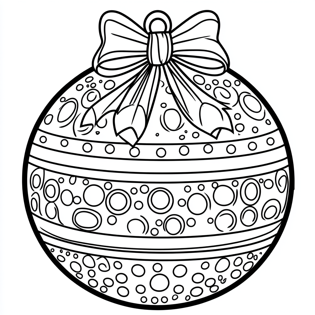 Coloring page of Christmas ball with patterns