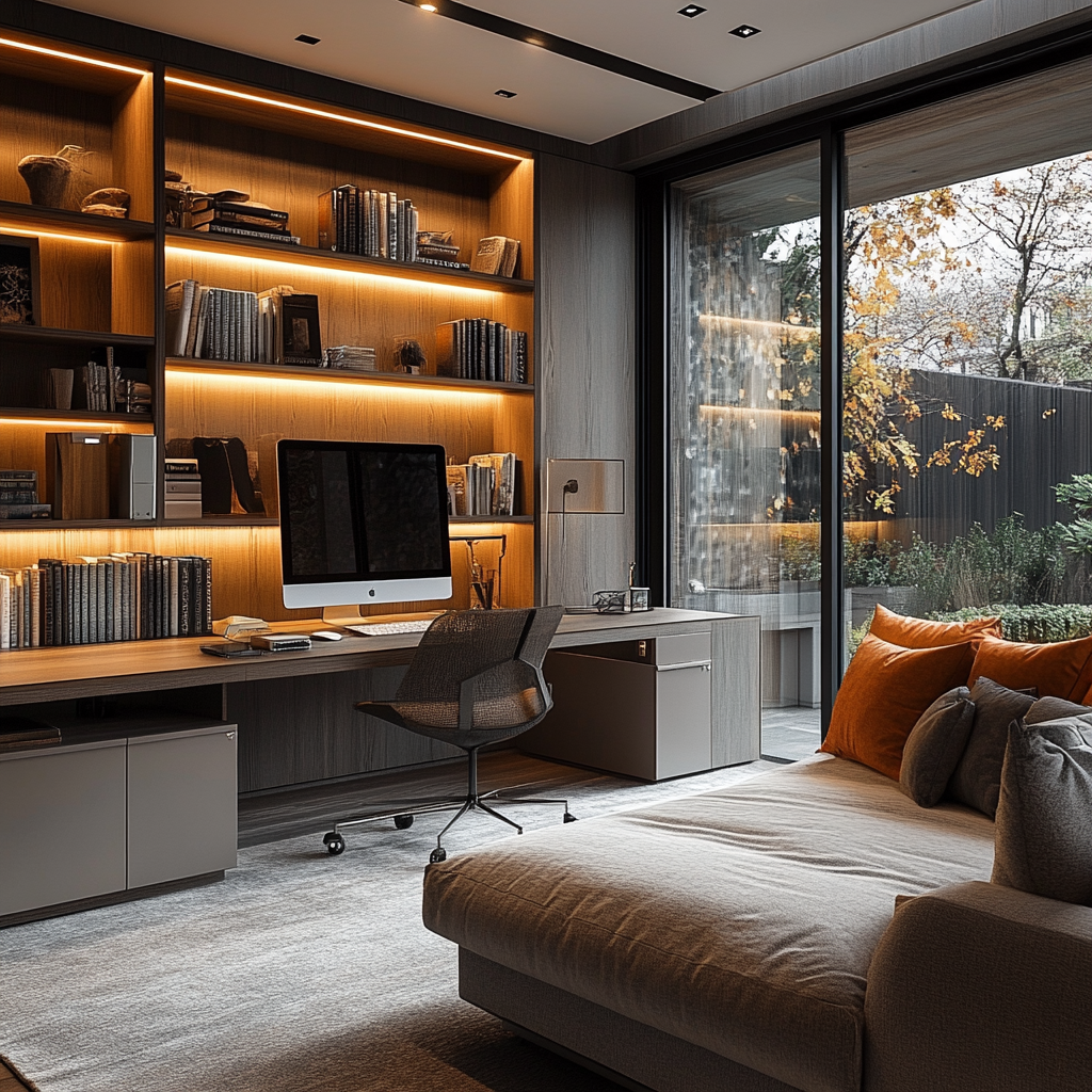 Sleek Home Office with Glass Door