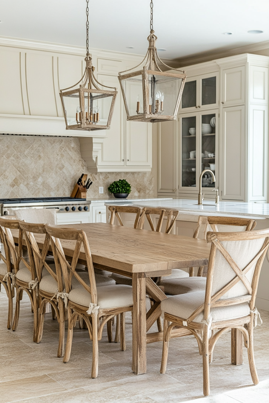 Comfortable beige dining chairs in modern kitchen photo