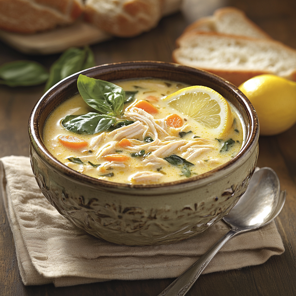 Comforting Greek Lemon Chicken Soup with Fresh Lemon