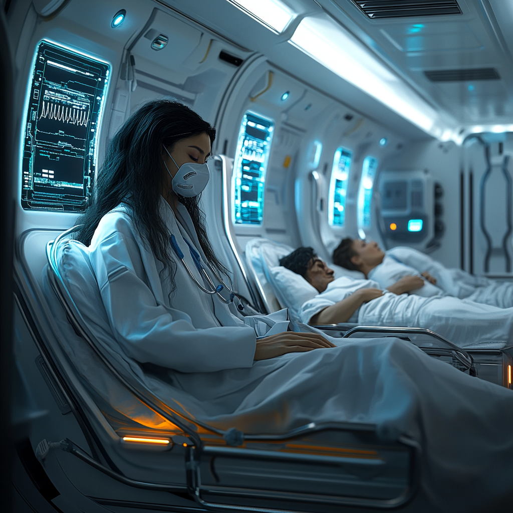 Compassionate Doctor in Futuristic Medical Bay