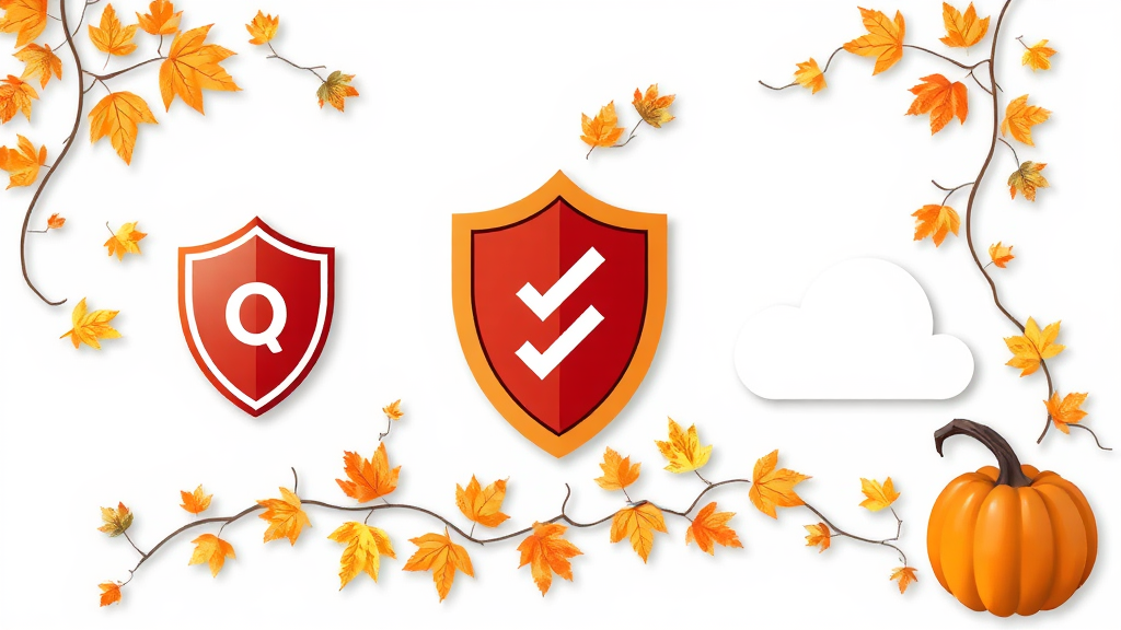 Computer icons and autumn leaves intertwined in graphics