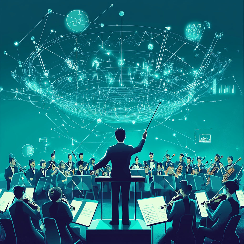 Conductor represents HR professional orchestrating human-centric approach.