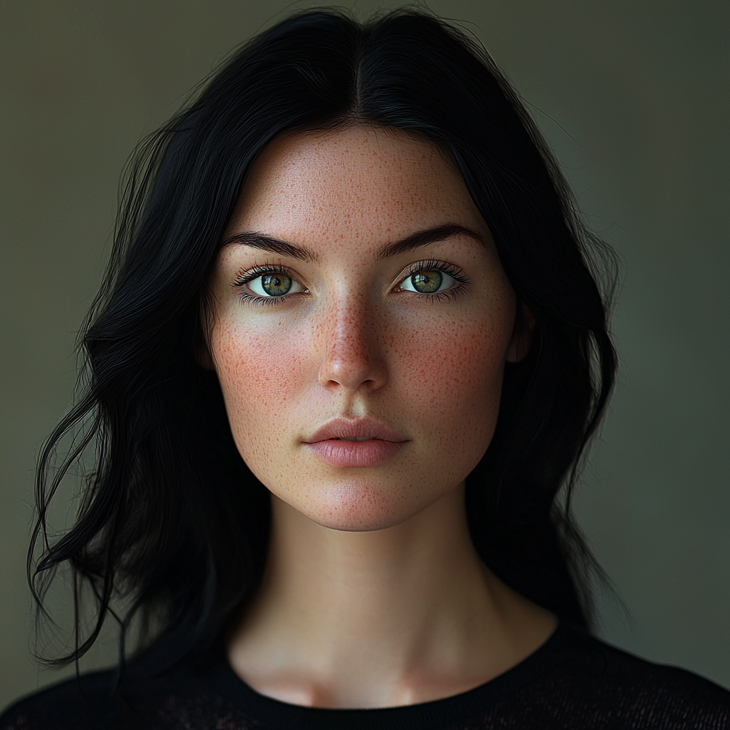 Confident 28-Year-Old Woman with Black Hair Portrait 