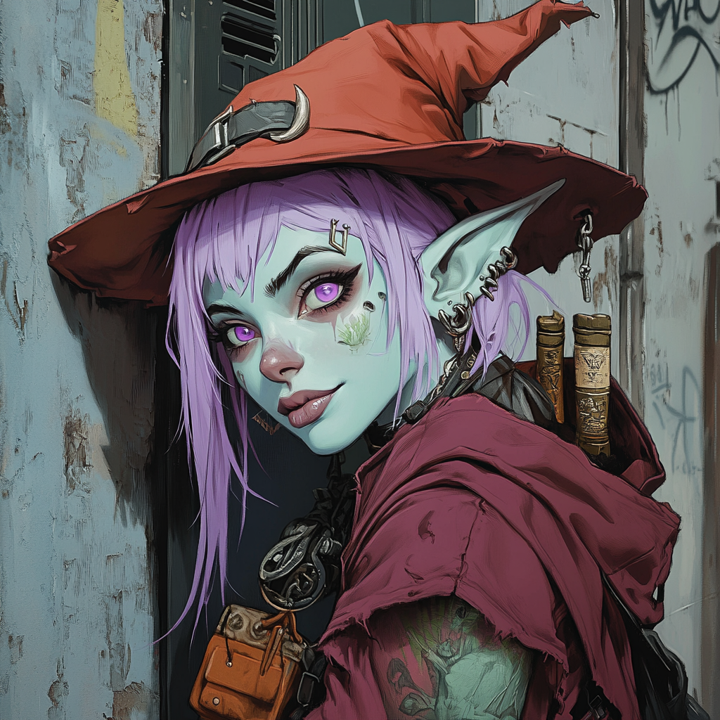 Confident Orc Witch Stares with Smug Expression