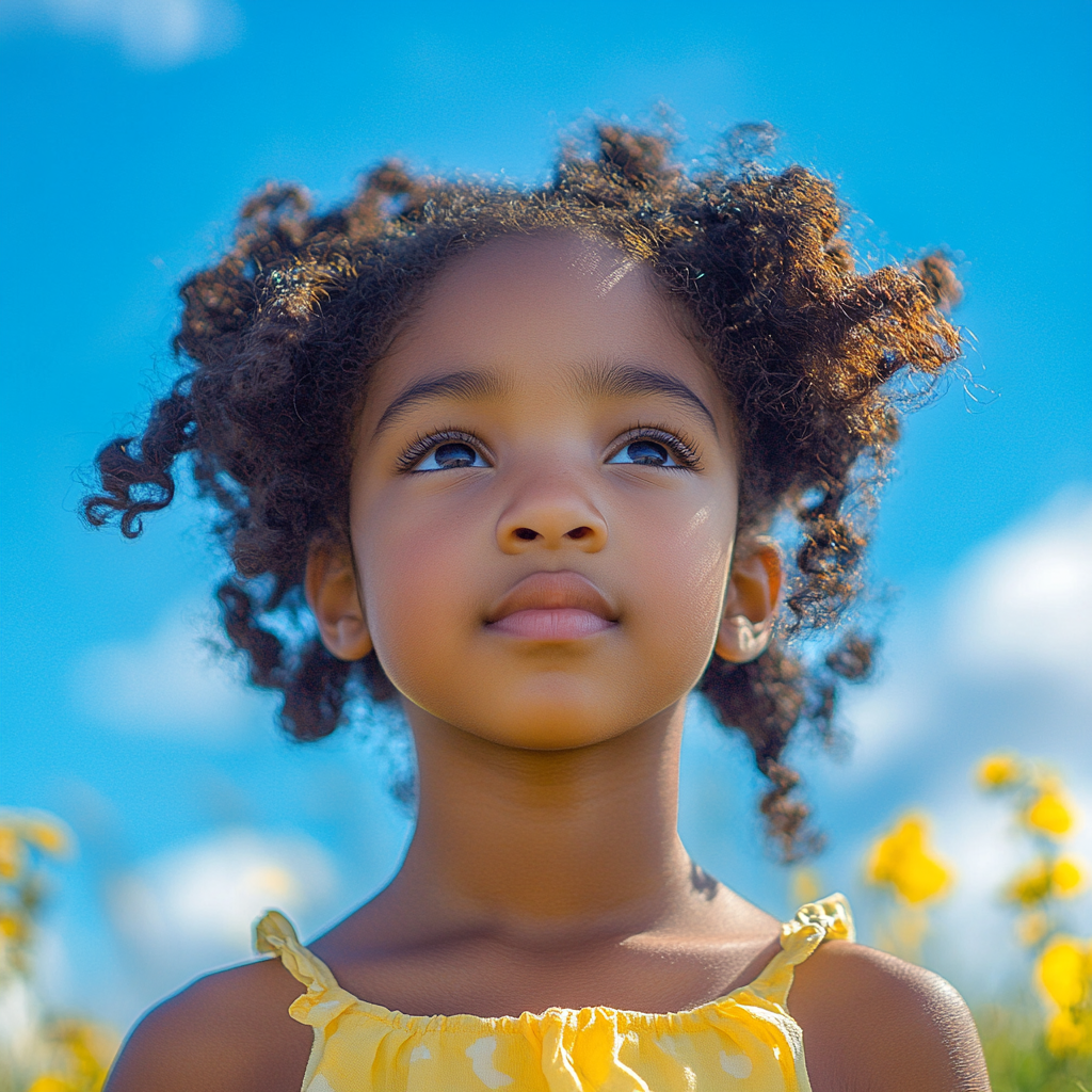 Confident Young Black Child in Joyful Surreal Scene