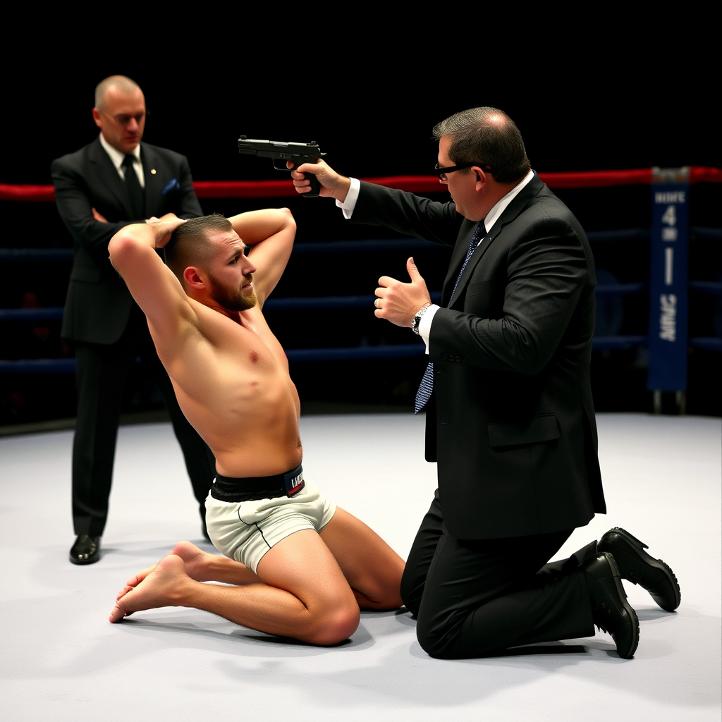 Conor McGregor kneeling before Armed Man