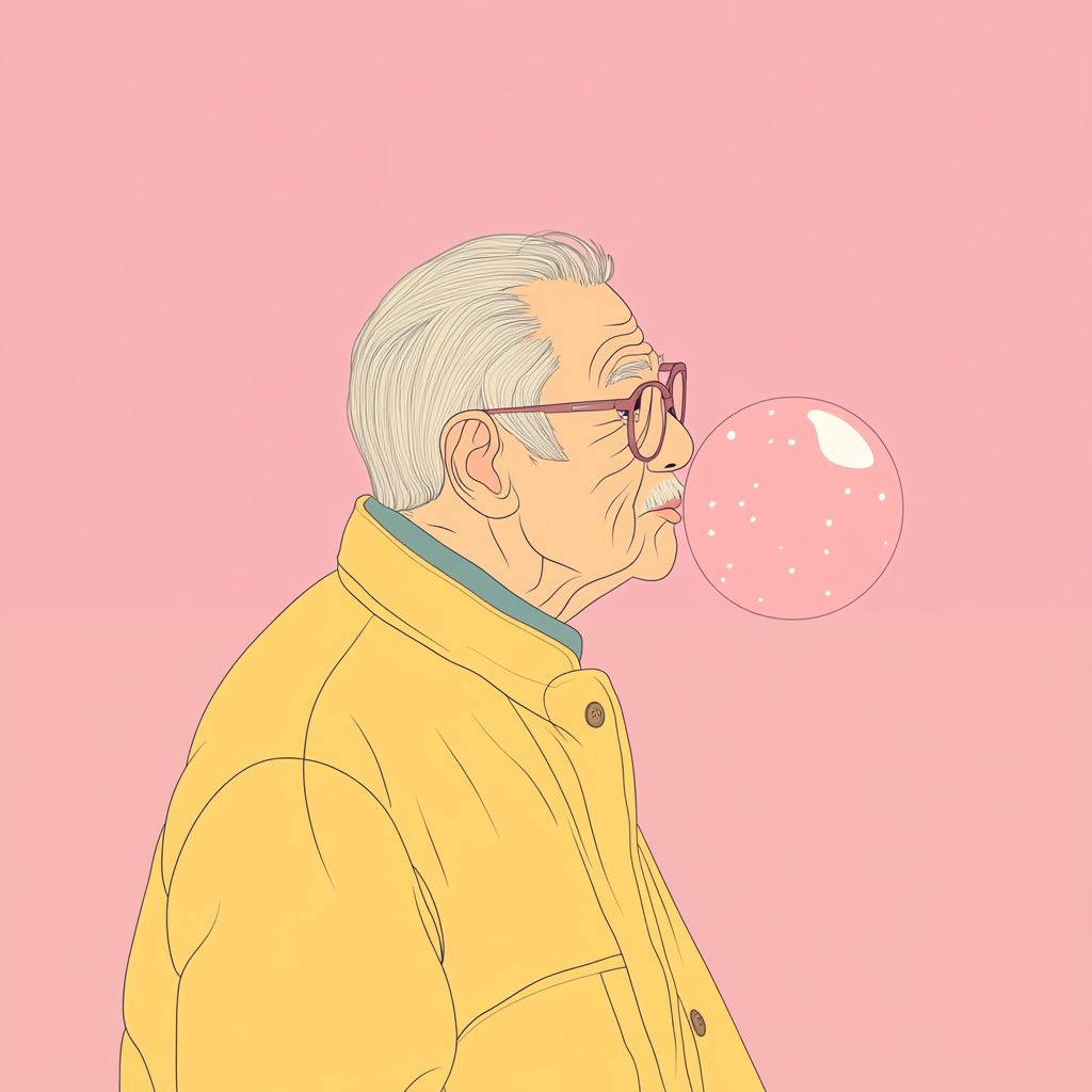 Contemporary art of an old man in Japan.