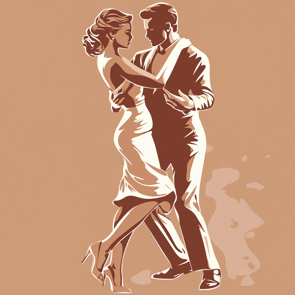 Couple dancing jive in vector style illustration.