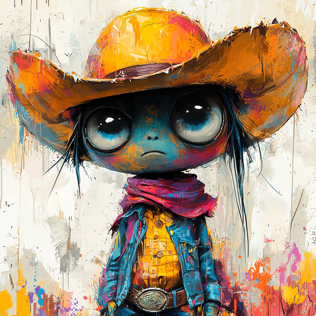 Cowboy cartoon character with playful and vibrant style