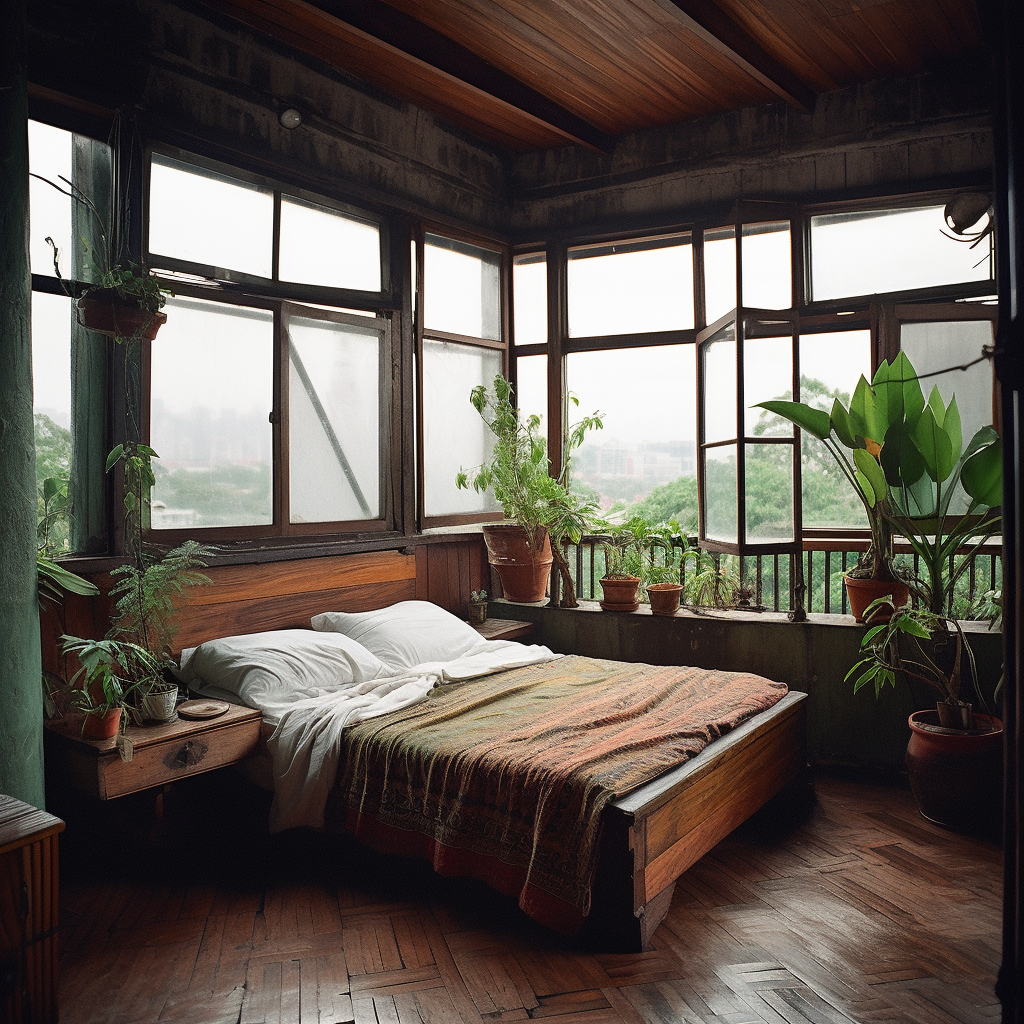 Cozy Bedroom in Ancient Industrial Jungle City