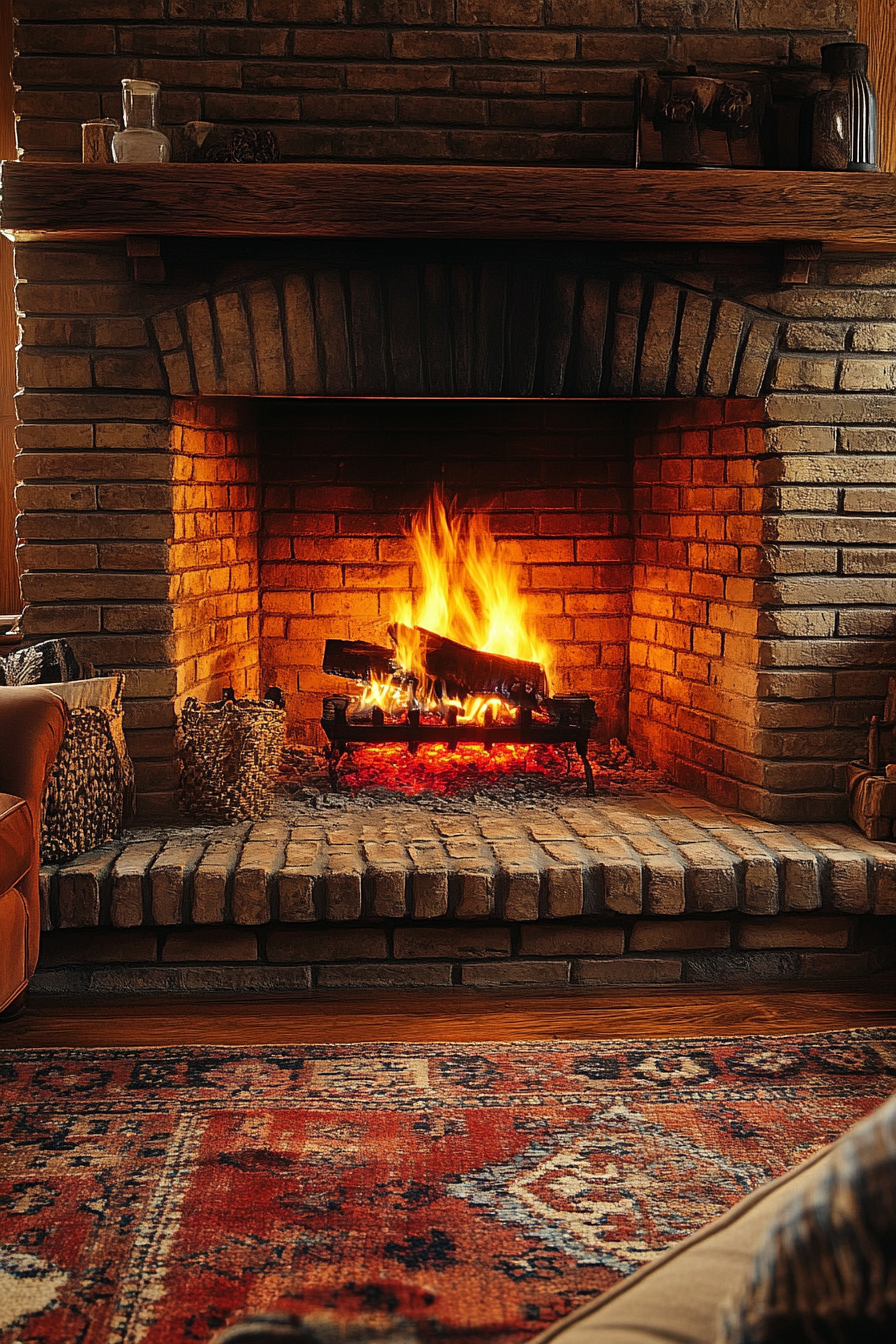 Cozy Classic Fireplace with Rustic Charm and Warmth