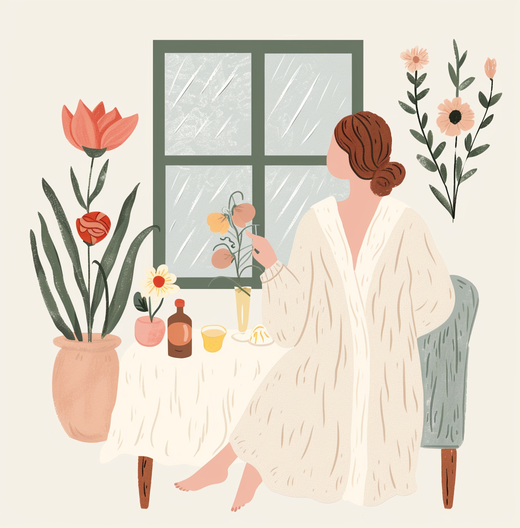 Cozy Girl in Pajamas Lounging with Wine and Autumn Vibes