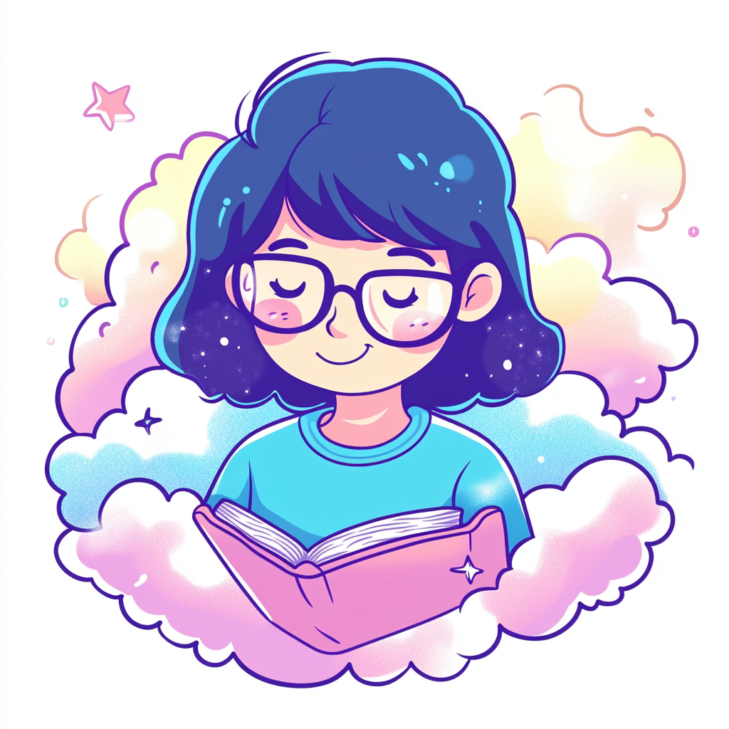 Cozy cartoon frame design with abstract clouds and neon.