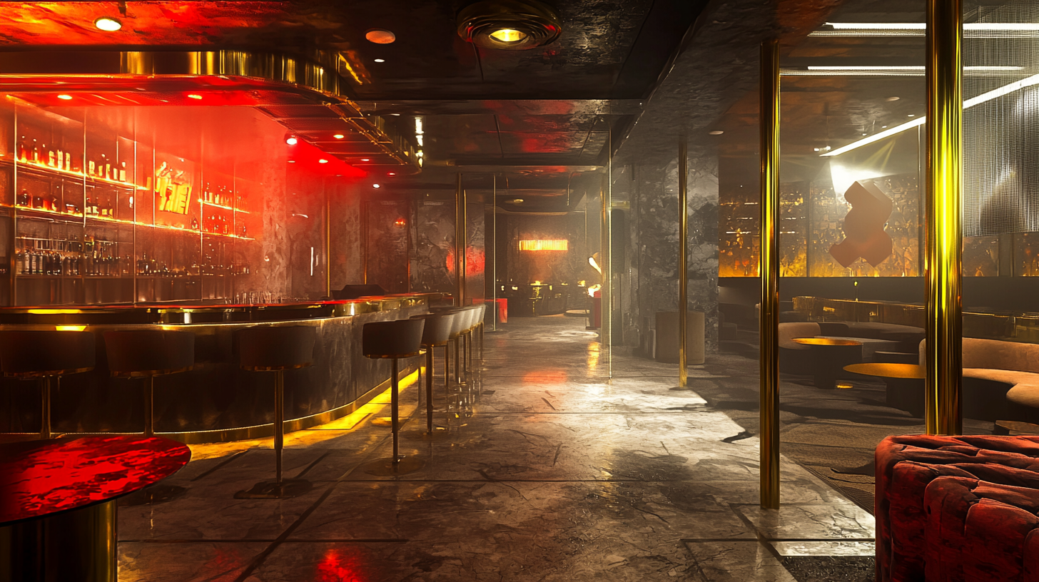 Cozy club with industrial, Art Deco design and party vibes.