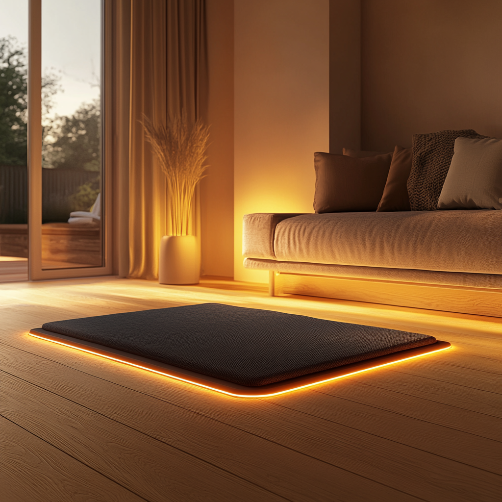 Cozy electric mat in modern living room