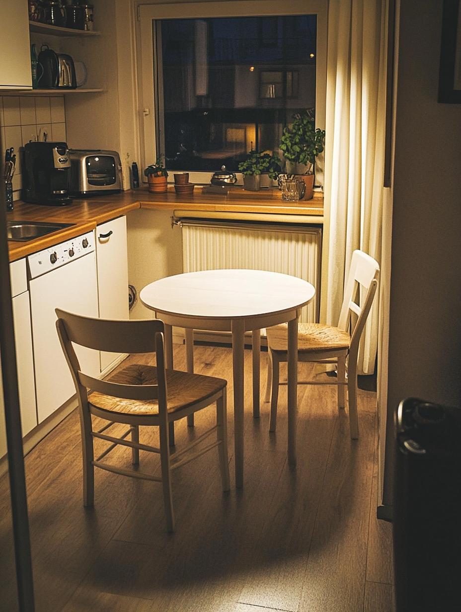 Cozy kitchen with table, chairs and modern decor