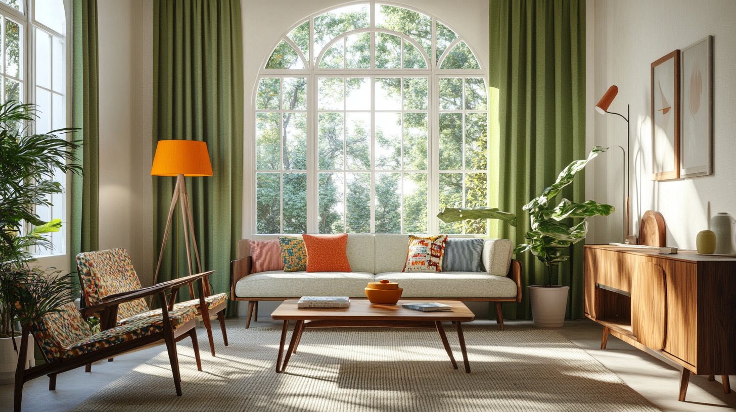 Cozy mid-century modern living room with vintage furniture essentials.