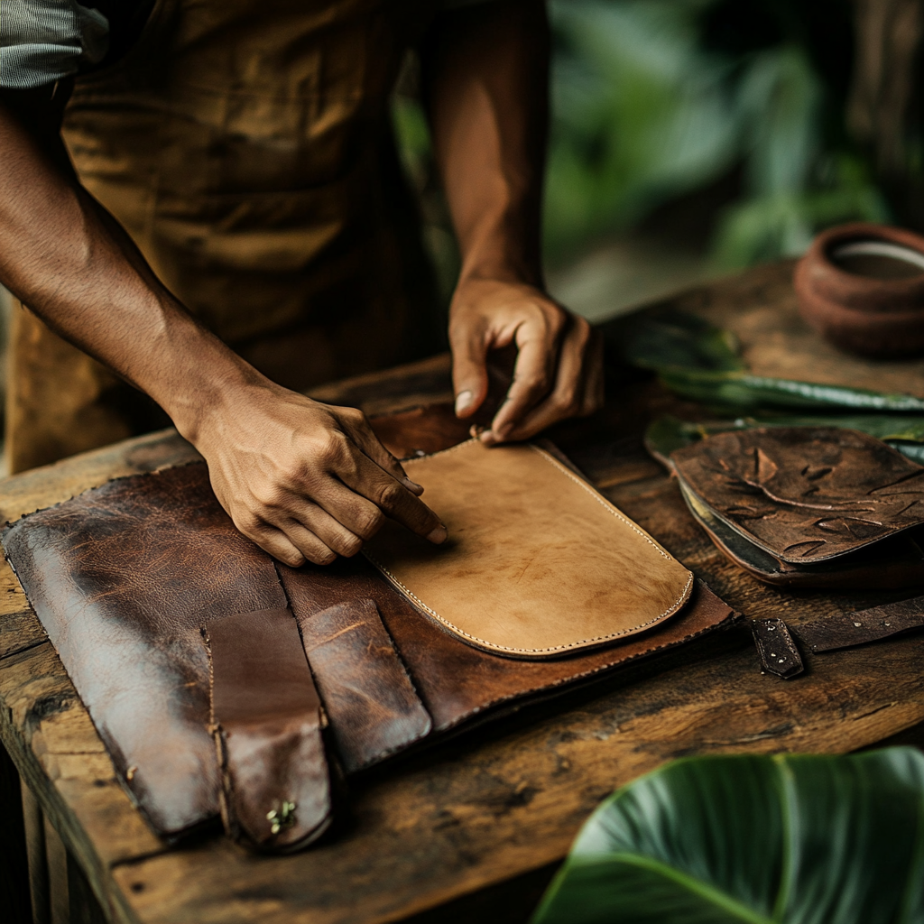 Craftsmanship of Nicaraguan Luxury Leather Handbag: Editorial Scene