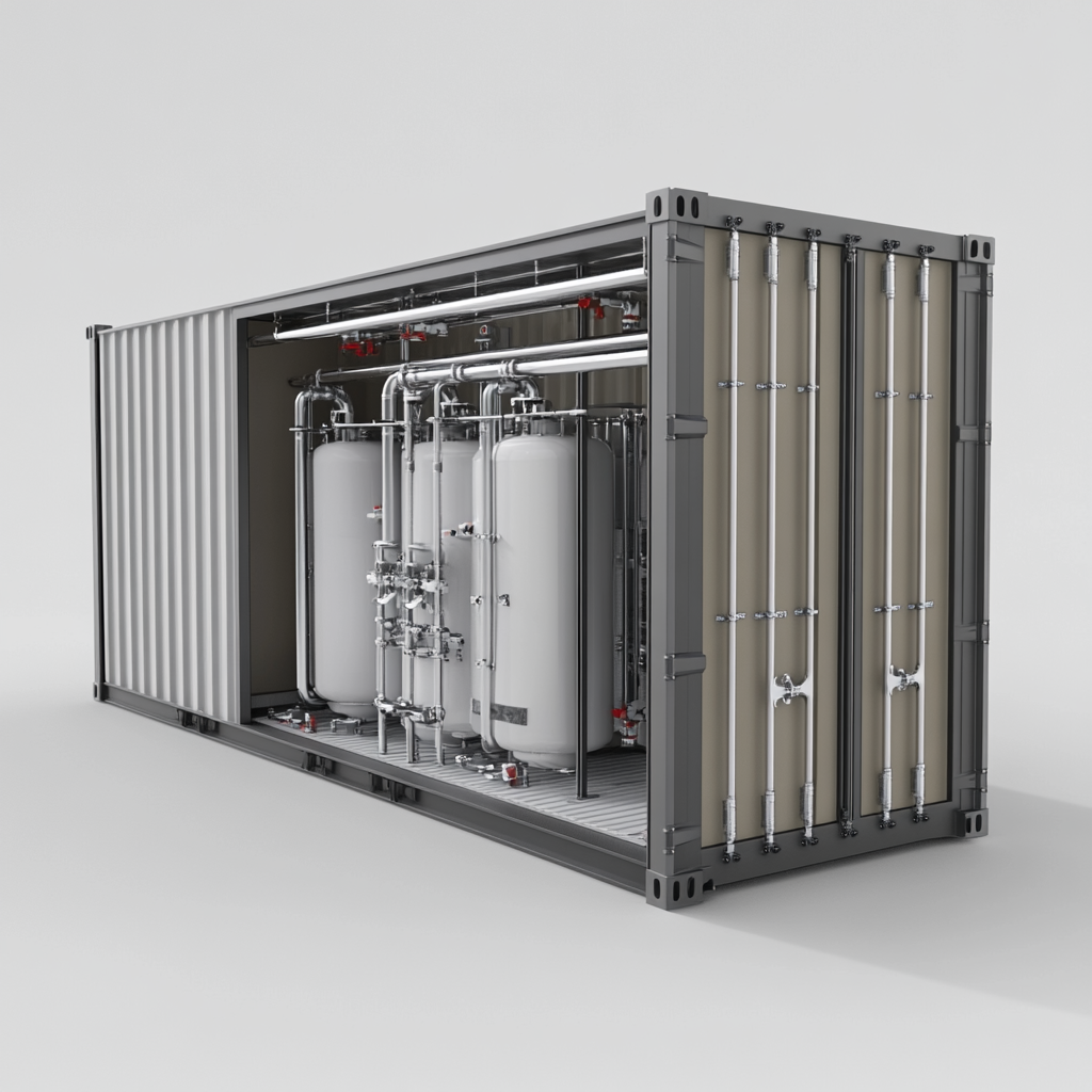 Create 3D model of shipping container with sand filter.